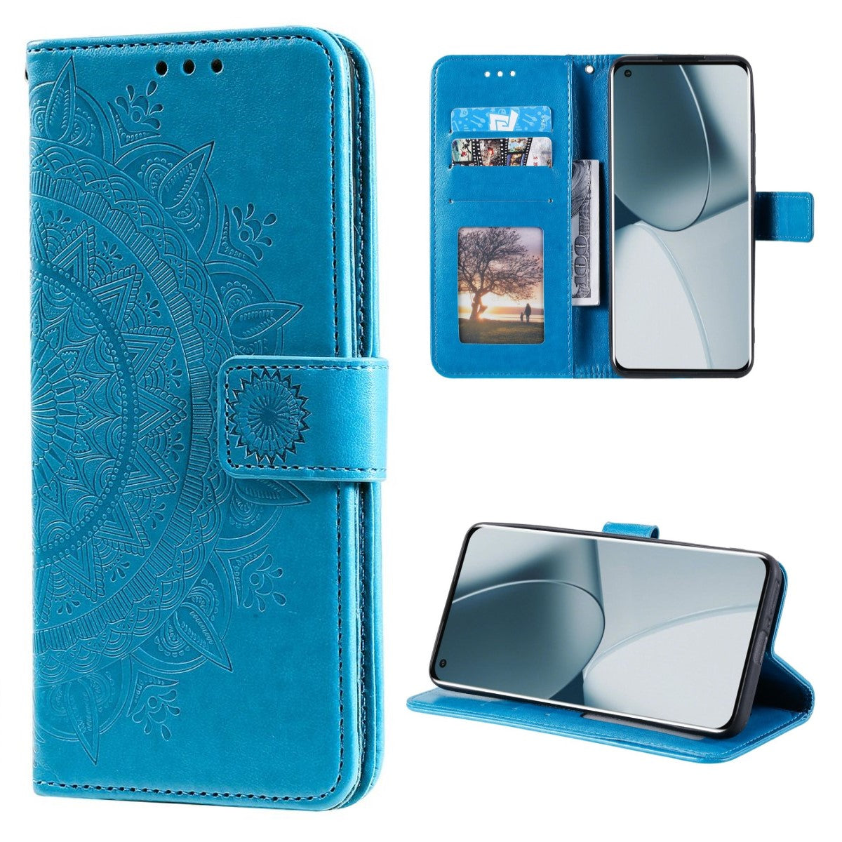 Hülle für OnePlus 10 Pro 5G Handyhülle Flip Case Cover Etui Mandala Blau