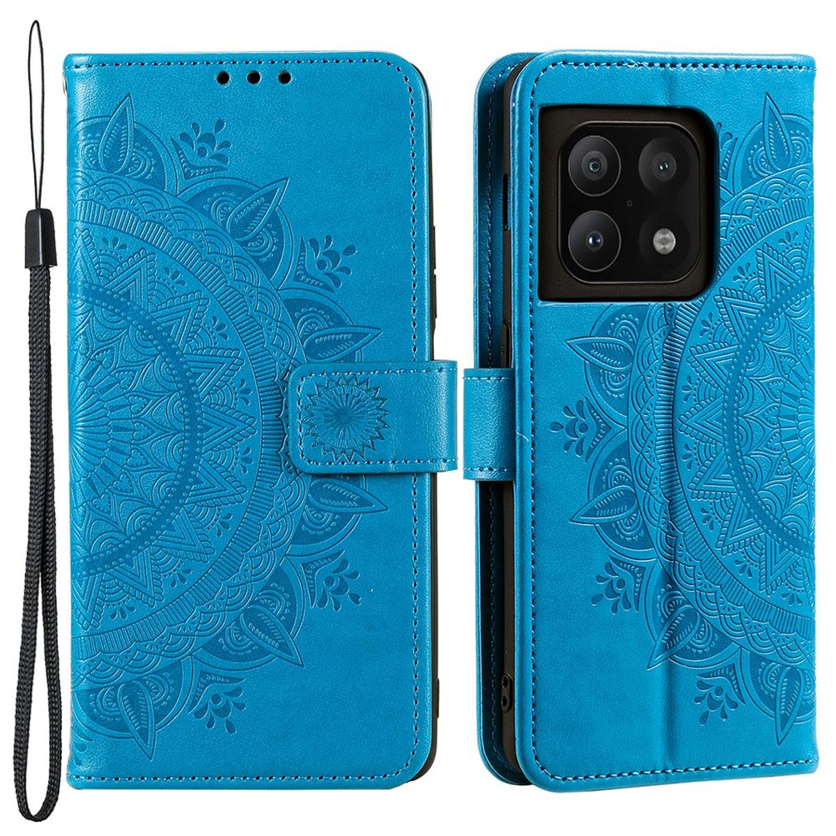 Hülle für OnePlus 10 Pro 5G Handyhülle Flip Case Cover Etui Mandala Blau