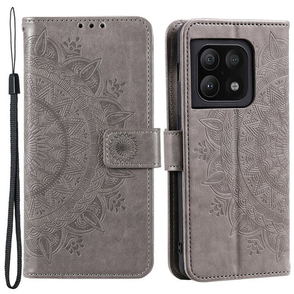 Hülle für OnePlus 10 Pro 5G Handyhülle Flip Case Cover Etui Mandala Grau