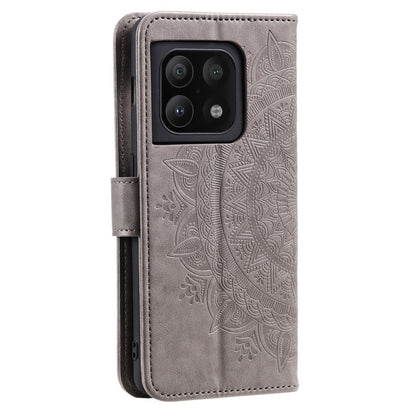 Hülle für OnePlus 10 Pro 5G Handyhülle Flip Case Cover Etui Mandala Grau