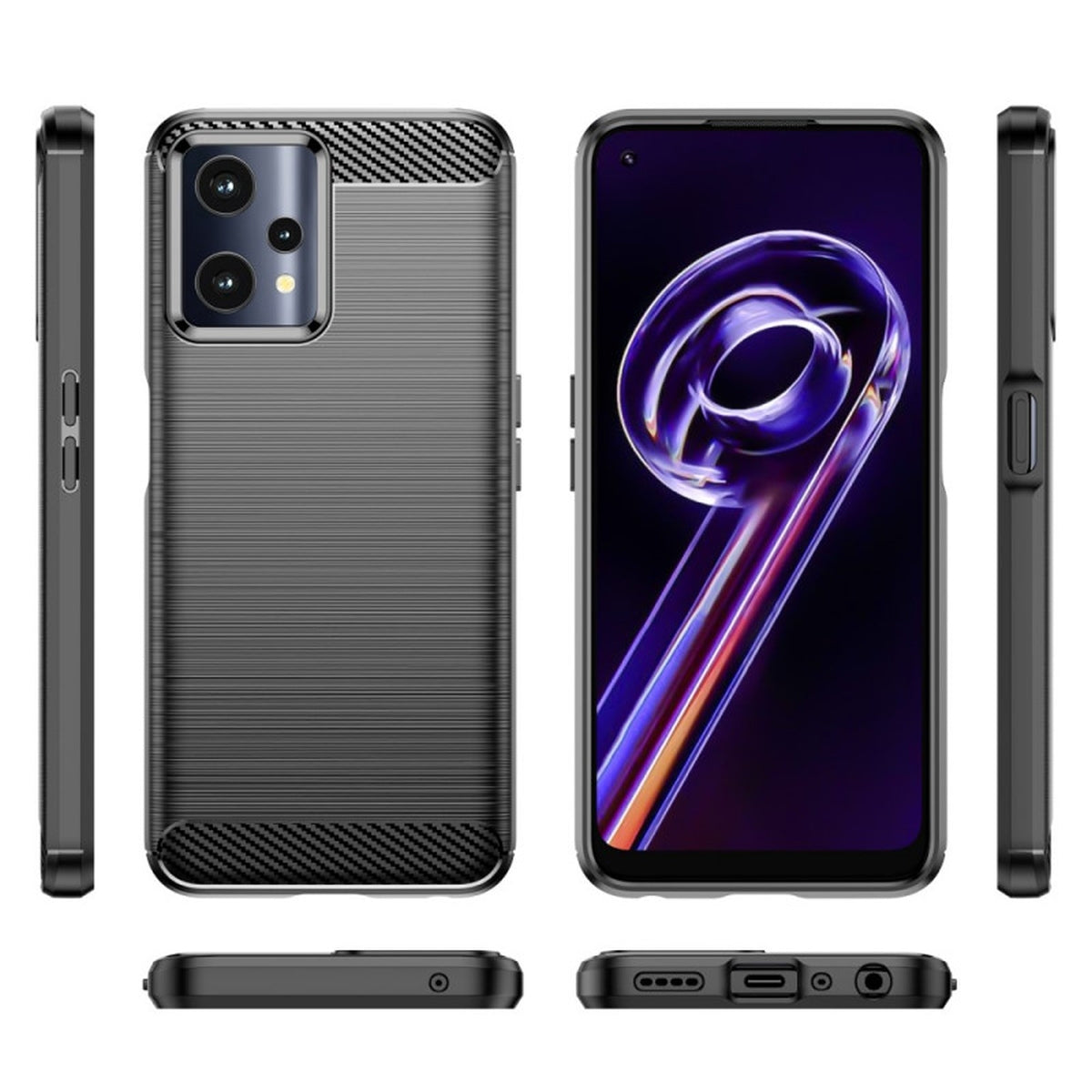 Hülle für OnePlus Nord CE 2 Lite 5G Handyhülle Silikon Case Bumper Carbonfarben