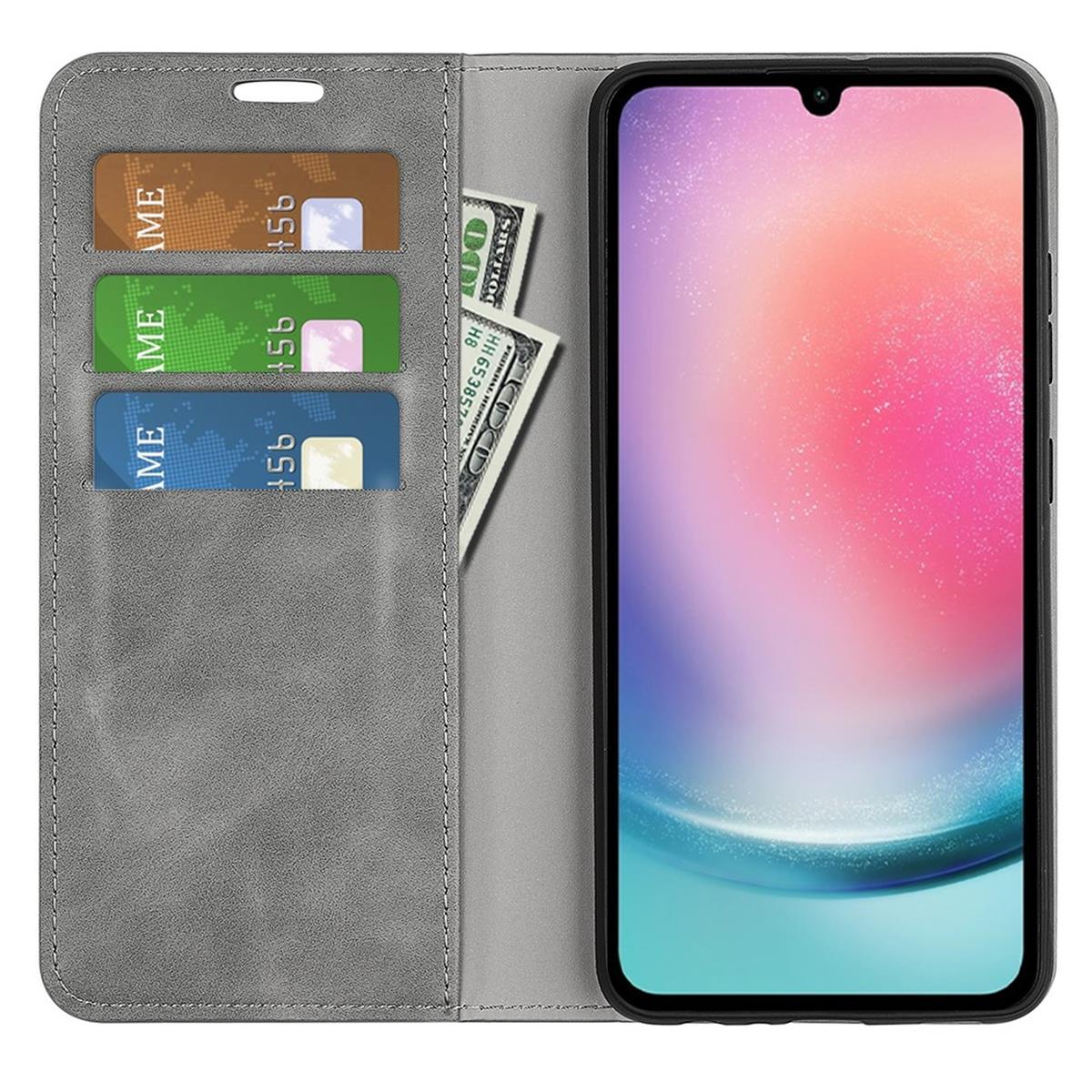 Hülle für Samsung Galaxy A16 5G Handyhülle Flip Case Cover Schutz Tasche Grau