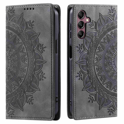 Hülle für Samsung Galaxy S25 Handyhülle Flip Case Cover Tasche Etui Mandala Grau