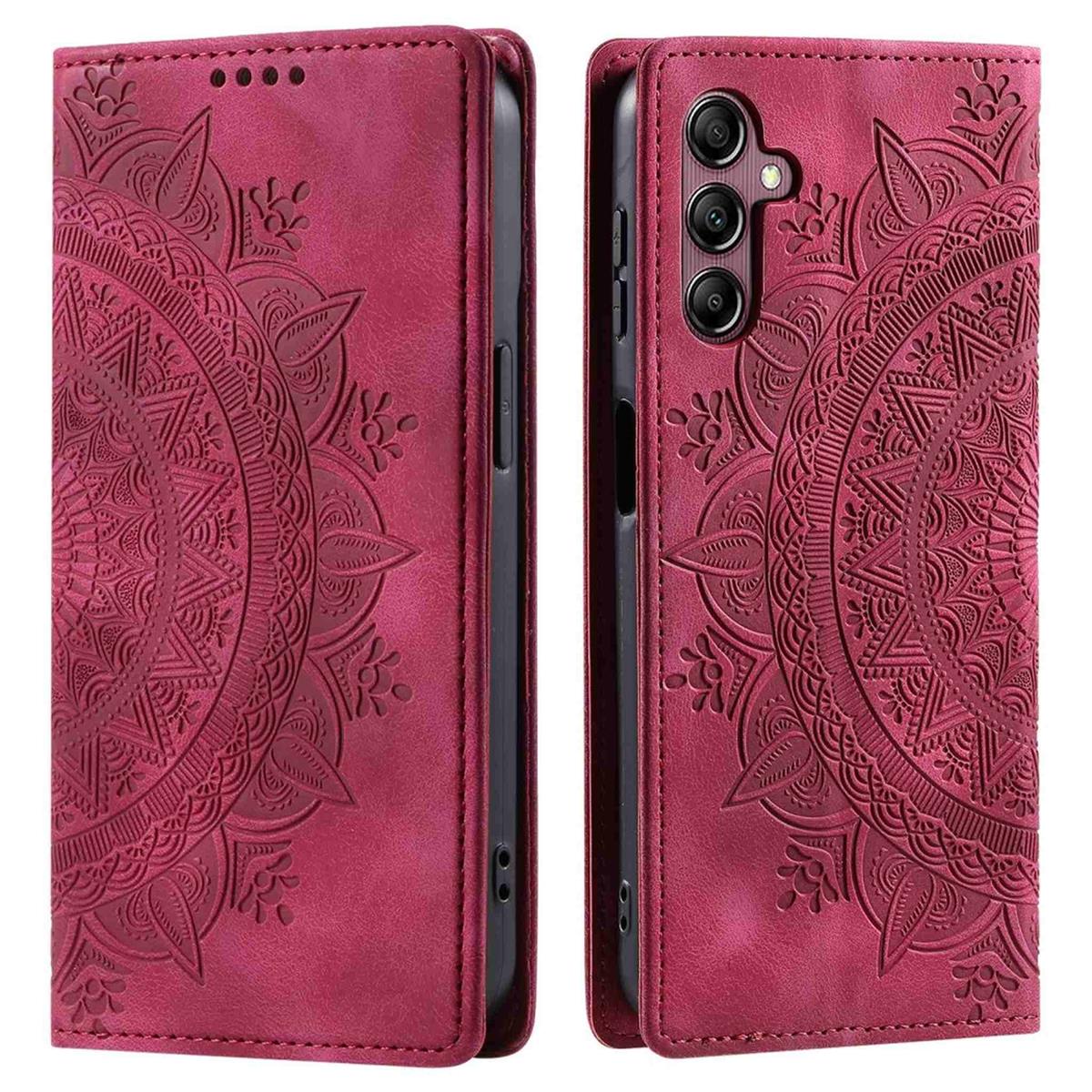 Hülle für Samsung Galaxy S25 Handyhülle Flip Case Cover Tasche Etui Mandala Rot