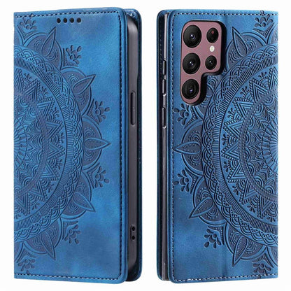 Hülle für Samsung Galaxy S25 Ultra Handyhülle Flip Case Cover Tasche Mandala Blau