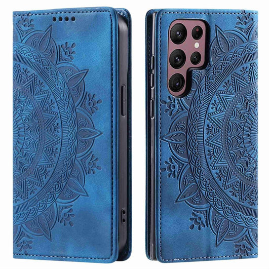 Hülle für Samsung Galaxy S25 Ultra Handyhülle Flip Case Cover Tasche Mandala Blau