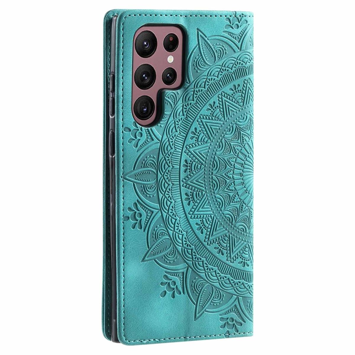 Hülle für Samsung Galaxy S25 Ultra Handyhülle Flip Case Cover Tasche Mandala Grün