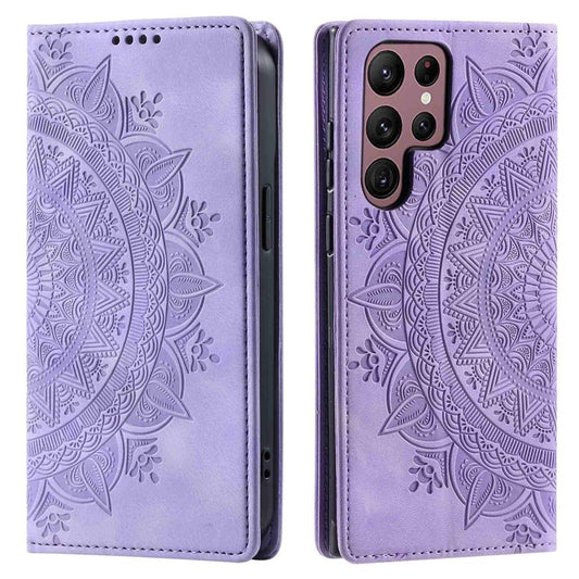 Hülle für Samsung Galaxy S25 Ultra Handyhülle Flip Case Cover Tasche Mandala Lila