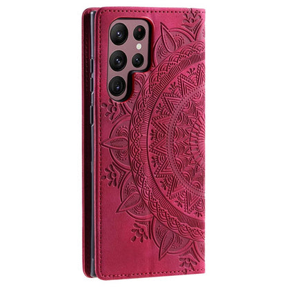 Hülle für Samsung Galaxy S25 Ultra Handyhülle Flip Case Cover Tasche Mandala Rot