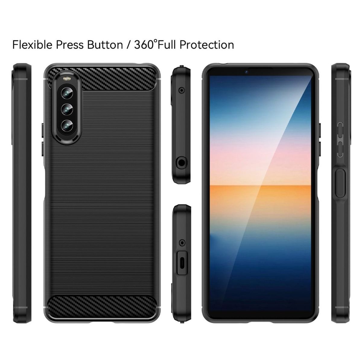 Hülle für Sony Xperia 10 IV Handyhülle Silikon Case Cover Bumper Carbonfarben