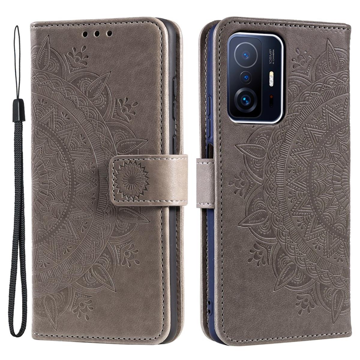 Hülle für Xiaomi 11T/11T Pro Handy Tasche Flip Case Cover Etui Mandala Grau