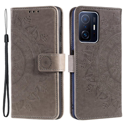 Hülle für Xiaomi 11T/11T Pro Handy Tasche Flip Case Cover Etui Mandala Grau