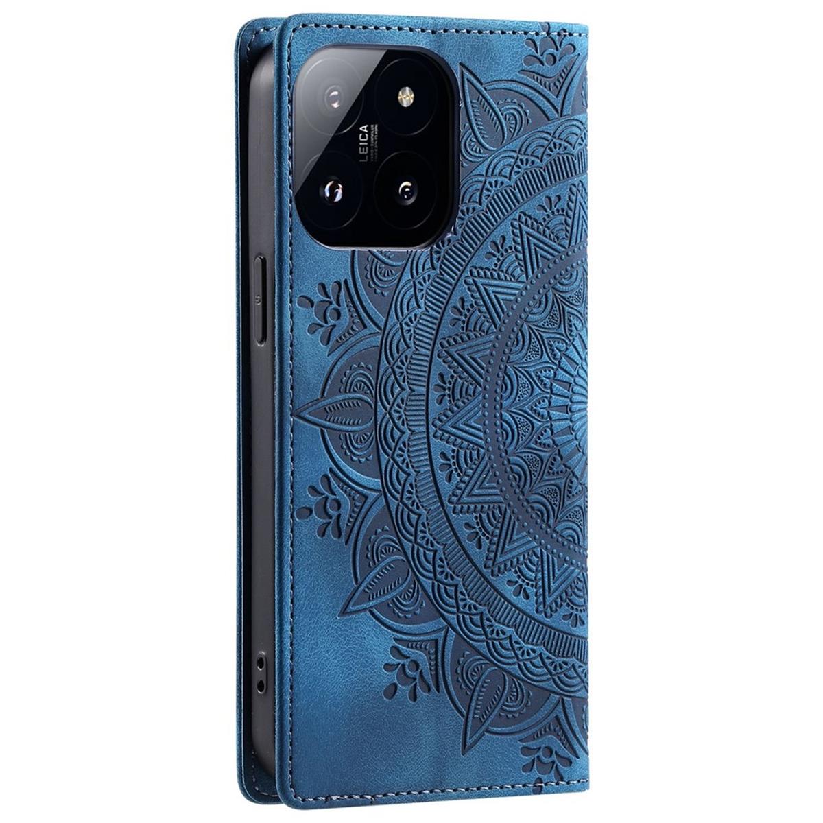 Hülle für Xiaomi 14 Handyhülle Flip Case Cover Schutz Tasche Etui Mandala Blau