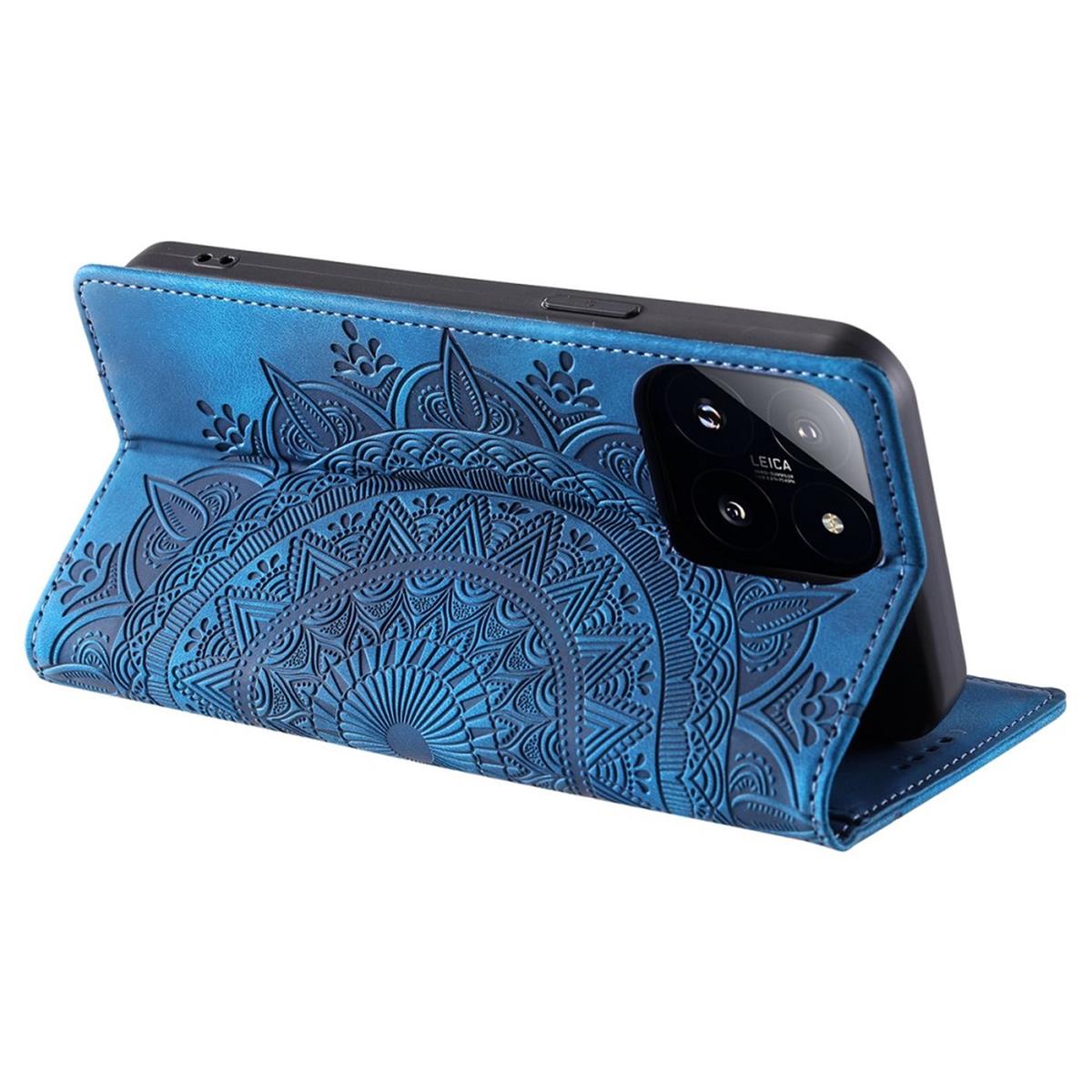 Hülle für Xiaomi 14 Handyhülle Flip Case Cover Schutz Tasche Etui Mandala Blau