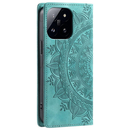 Hülle für Xiaomi 14 Handyhülle Flip Case Cover Schutz Tasche Etui Mandala Grün