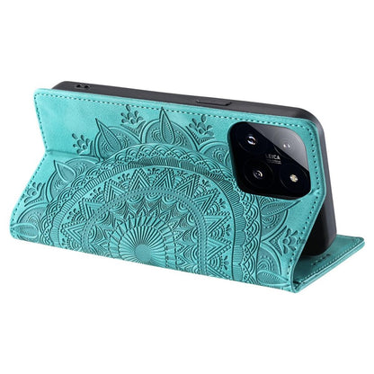 Hülle für Xiaomi 14 Handyhülle Flip Case Cover Schutz Tasche Etui Mandala Grün