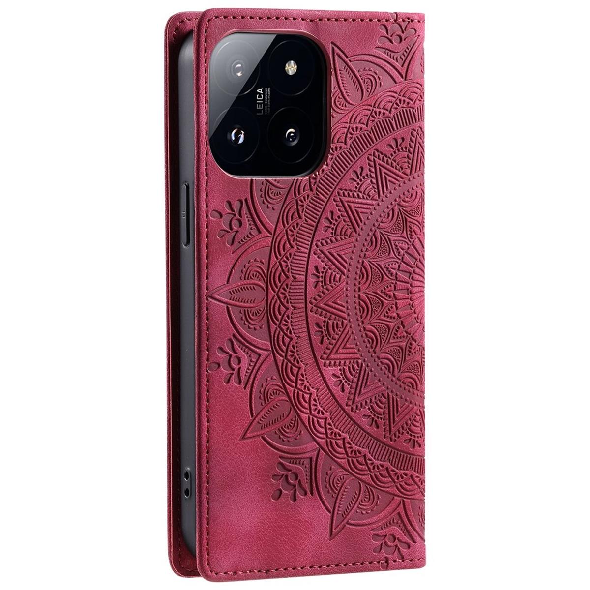 Hülle für Xiaomi 14 Handyhülle Flip Case Cover Schutz Tasche Etui Mandala Rot