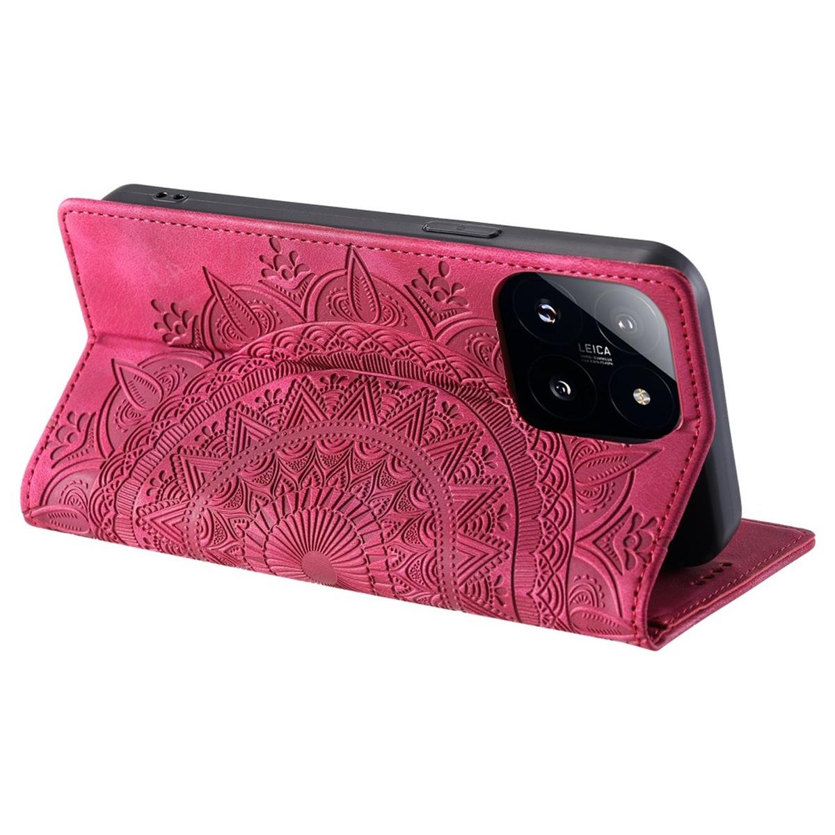 Hülle für Xiaomi 14 Handyhülle Flip Case Cover Schutz Tasche Etui Mandala Rot
