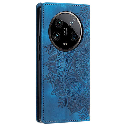 Hülle für Xiaomi 14 Ultra Handyhülle Flip Case Cover Tasche Etui Mandala Blau