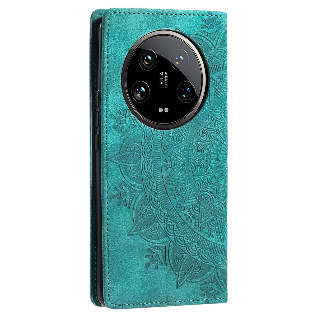 Hülle für Xiaomi 14 Ultra Handyhülle Flip Case Cover Tasche Etui Mandala Grün