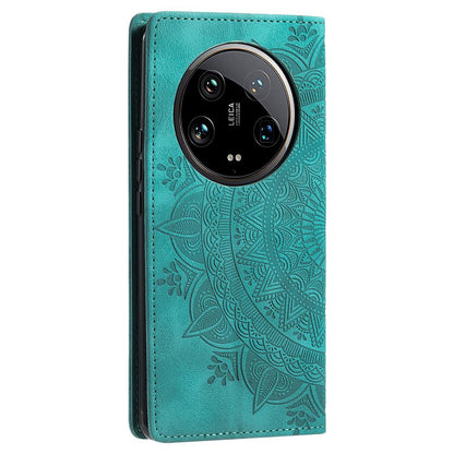 Hülle für Xiaomi 14 Ultra Handyhülle Flip Case Cover Tasche Etui Mandala Grün