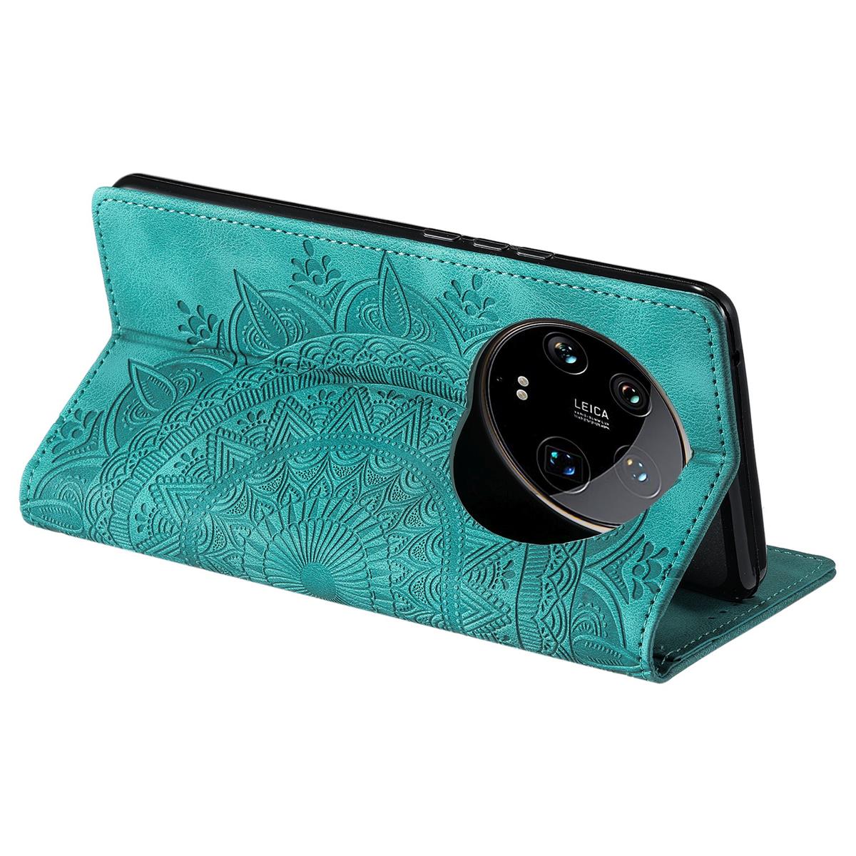 Hülle für Xiaomi 14 Ultra Handyhülle Flip Case Cover Tasche Etui Mandala Grün