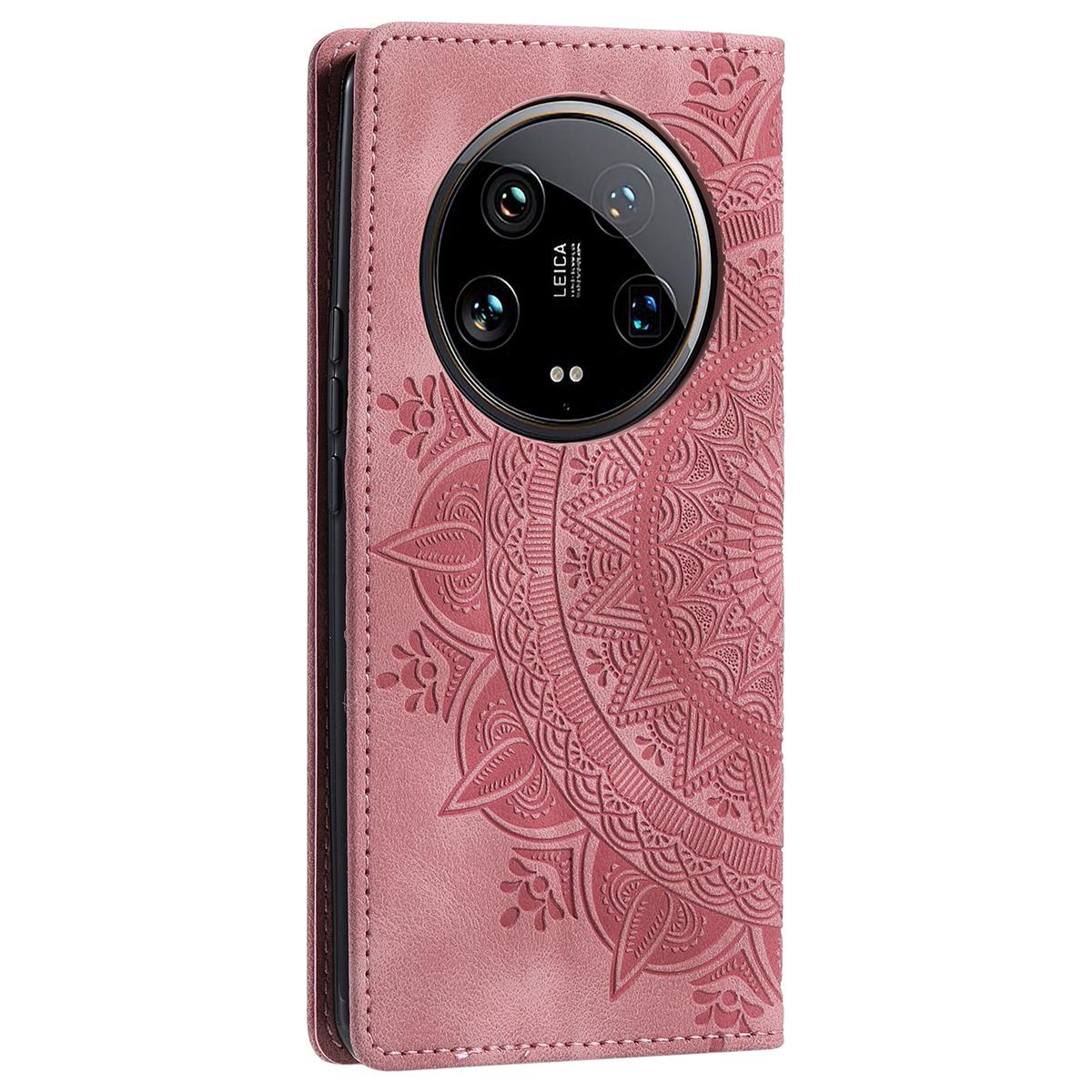 Hülle für Xiaomi 14 Ultra Handyhülle Flip Case Cover Tasche Etui Mandala Rose