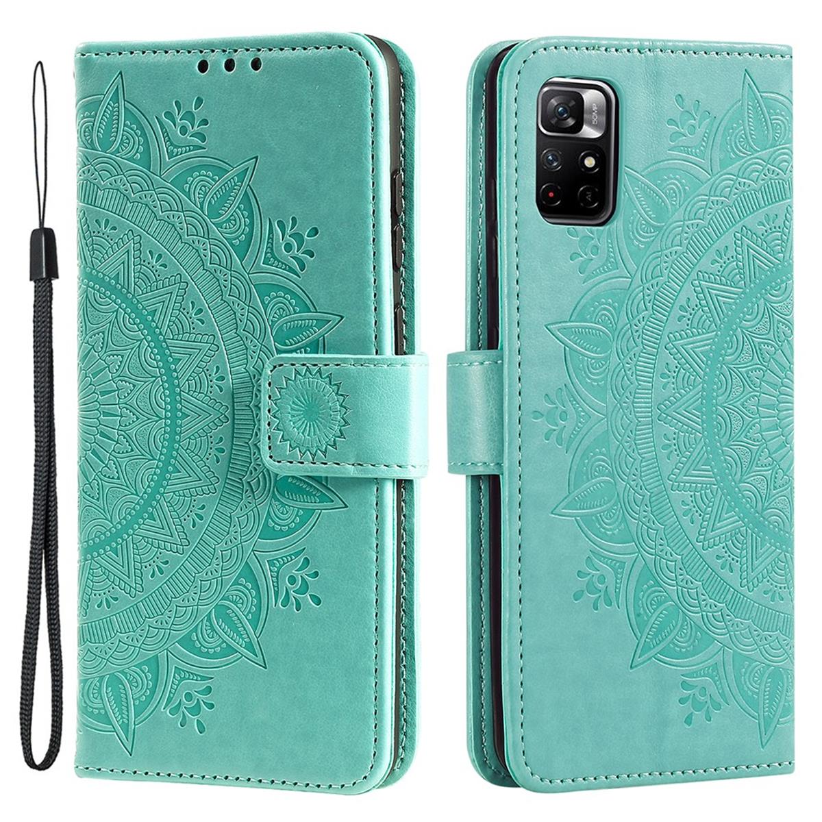 Hülle für Xiaomi Poco M4 Pro 5G/Redmi Note 11S 5G Handy Flip Case Mandala Grün