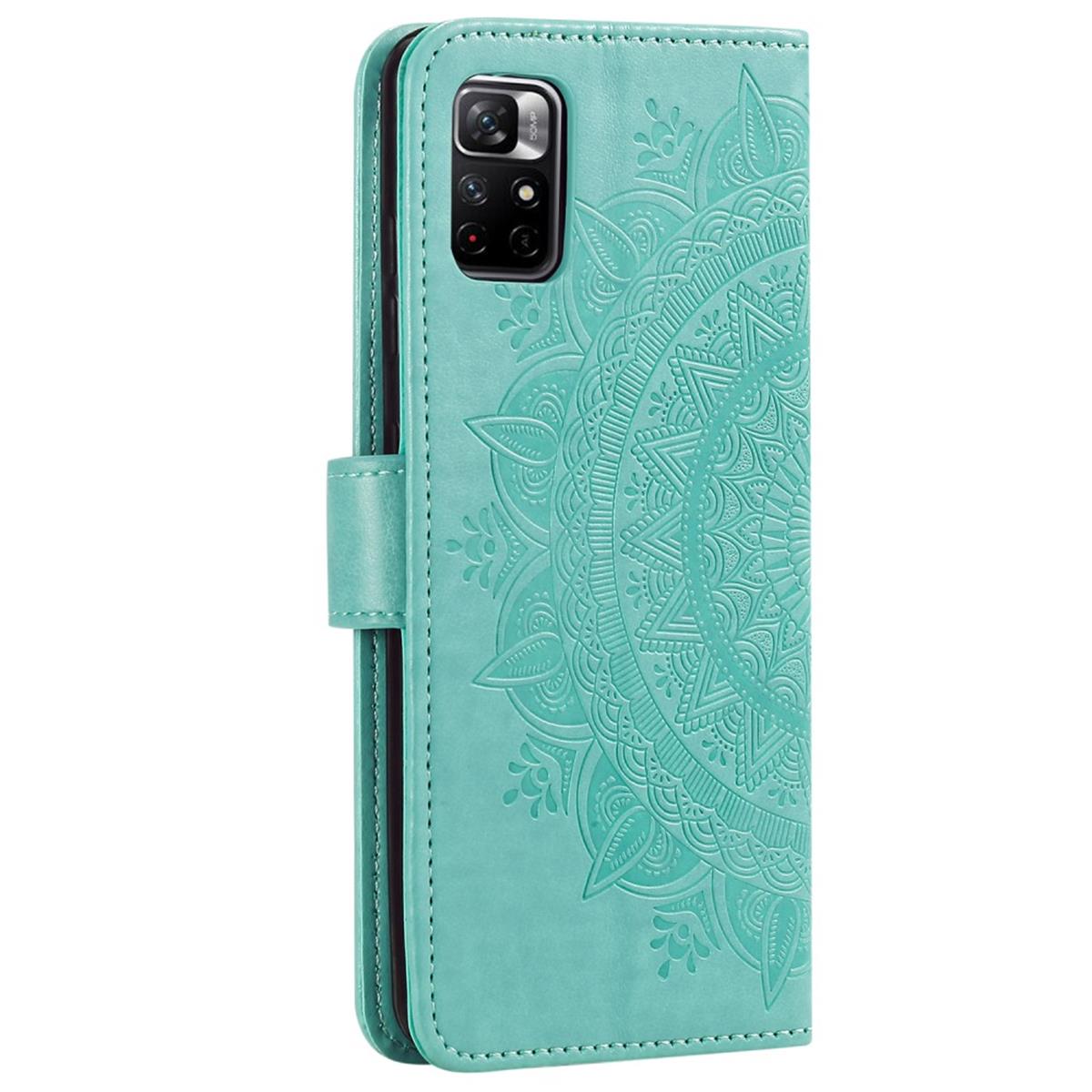 Hülle für Xiaomi Poco M4 Pro 5G/Redmi Note 11S 5G Handy Flip Case Mandala Grün