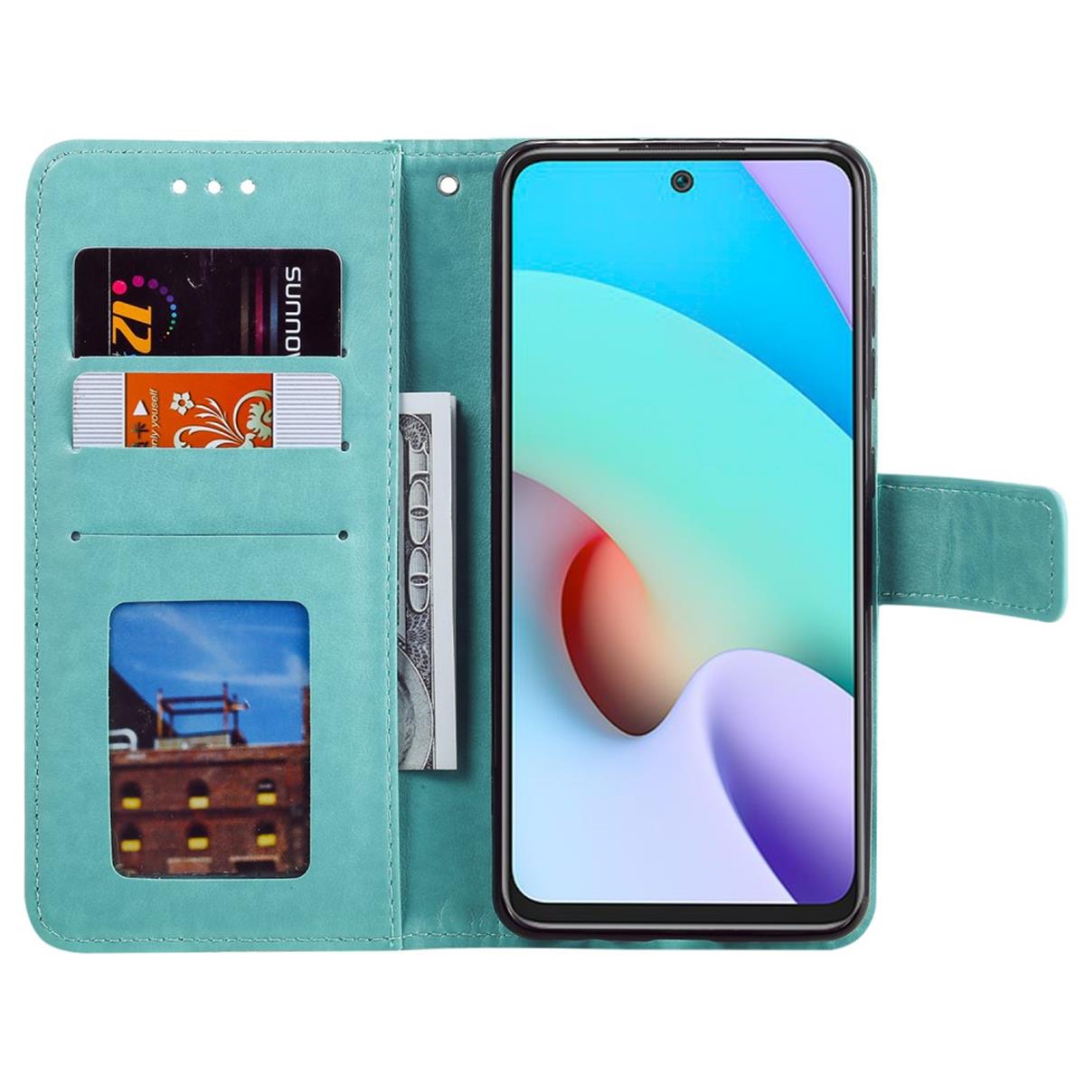 Hülle für Xiaomi Poco M4 Pro 5G/Redmi Note 11S 5G Handy Flip Case Mandala Grün