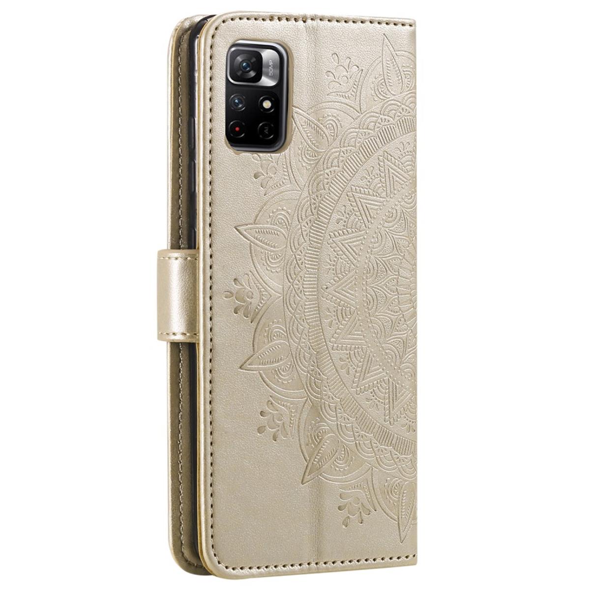 Hülle für Xiaomi Poco M4 Pro 5G/Redmi Note 11S 5G Handy Flip Cover Mandala Gold