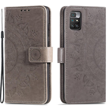 Hülle für Xiaomi Redmi 10/10 Prime Handy Tasche Flip Case Cover Mandala Grau
