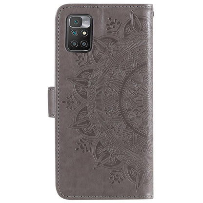Hülle für Xiaomi Redmi 10/10 Prime Handy Tasche Flip Case Cover Mandala Grau