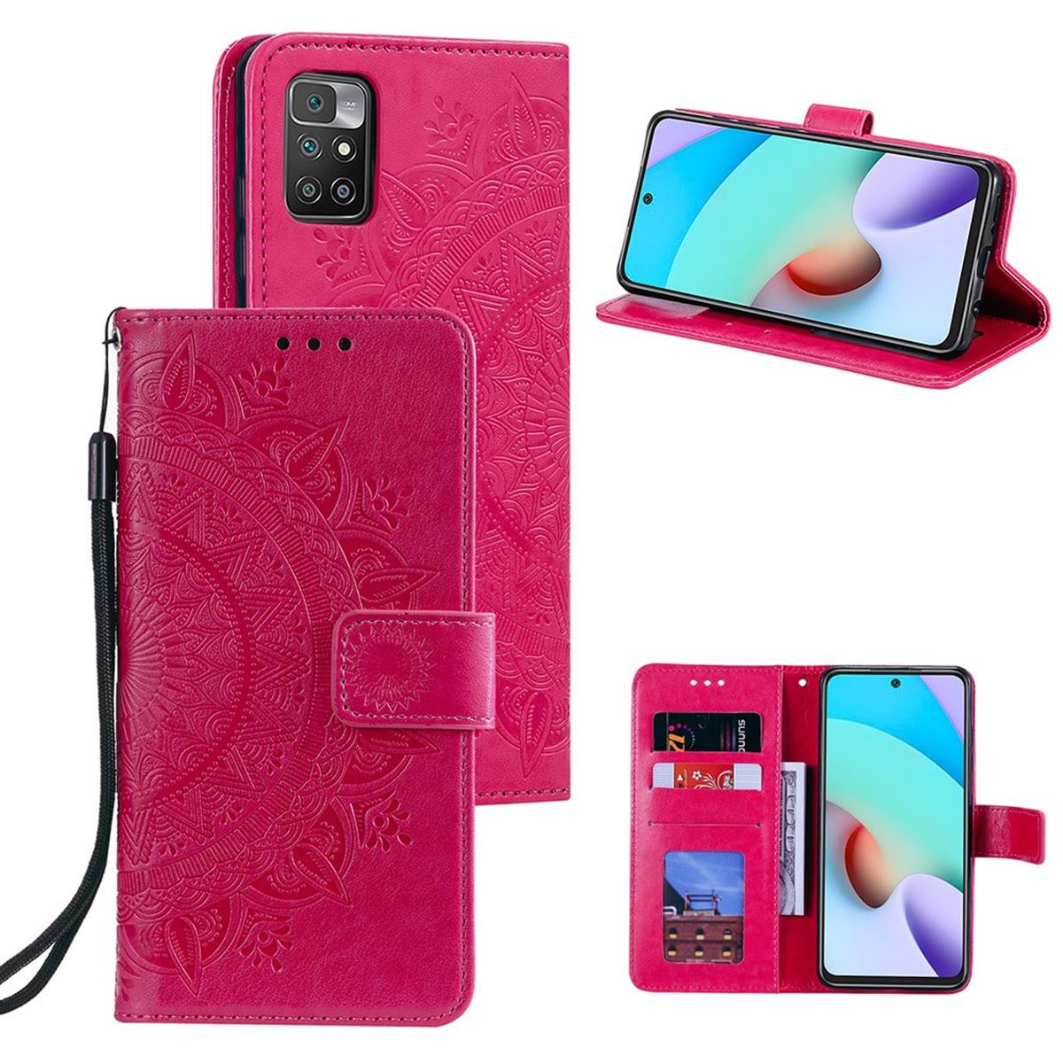 Hülle für Xiaomi Redmi 10/10 Prime Handy Tasche Flip Case Cover Mandala Pink