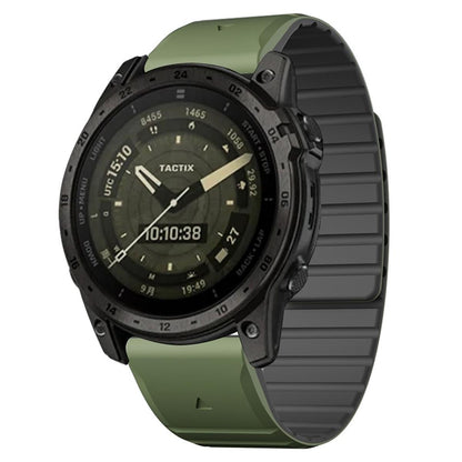Armband für Garmin Fenix 5/5X/6X/7X Silikon Ersatzband magnetisch Schwarz-Grün