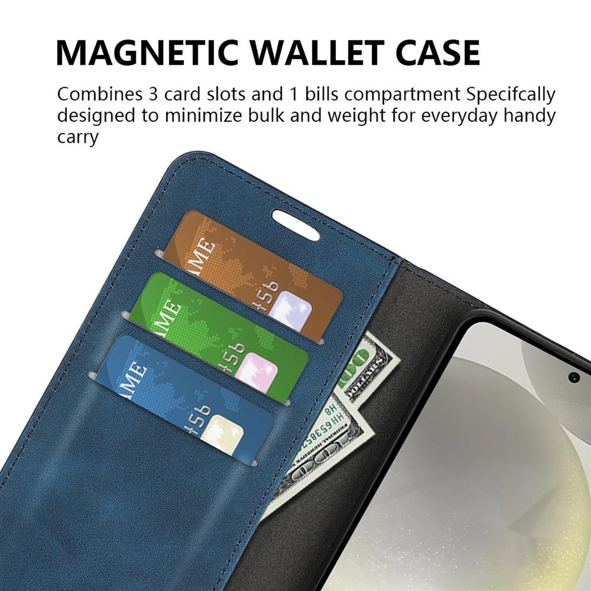 Hülle für Samsung Galaxy S24 FE Handyhülle Flip Case Cover Schutz Tasche Blau