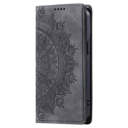 Hülle für Samsung Galaxy S25 Ultra Handyhülle Flip Case Cover Tasche Mandala Grau
