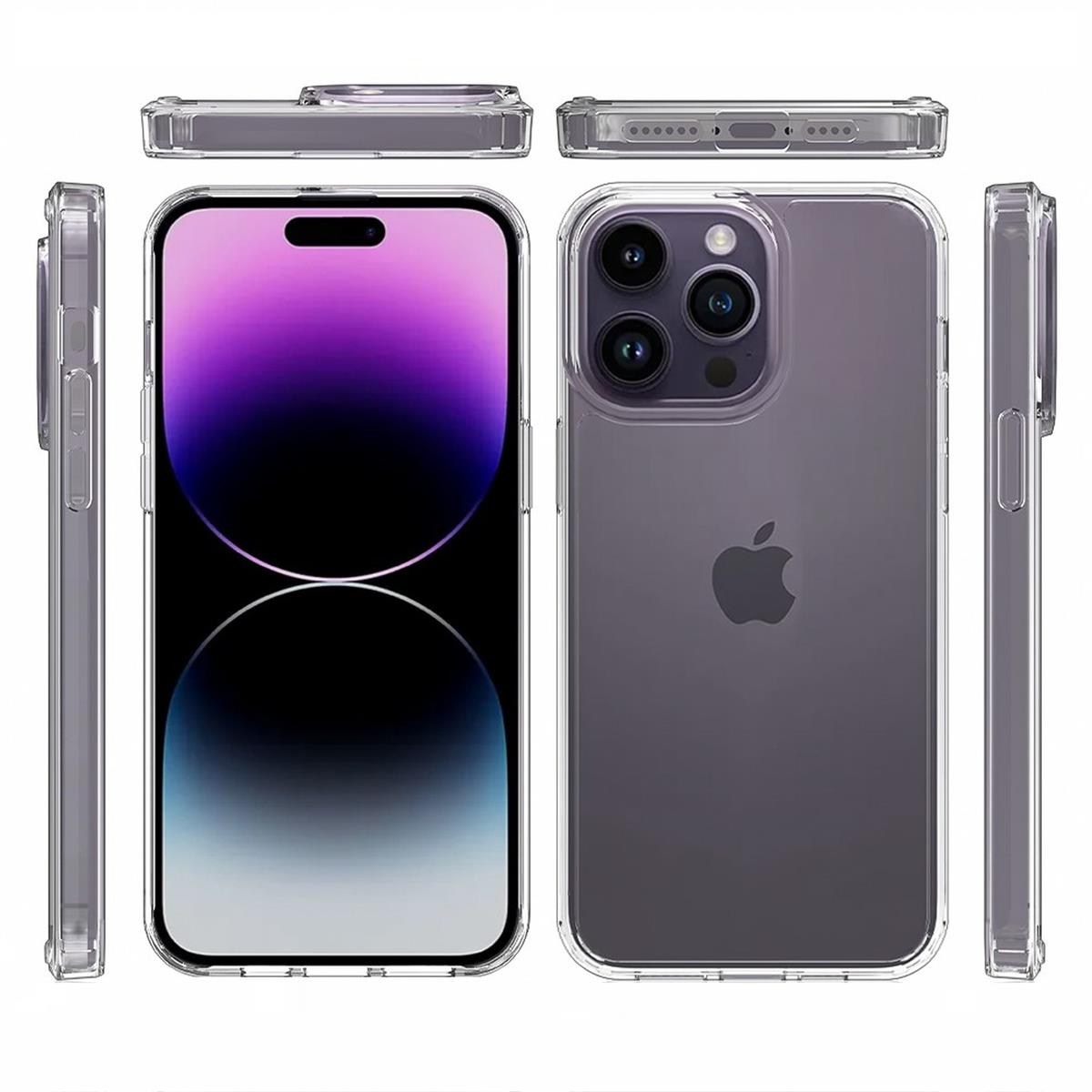 Hülle für Apple iPhone 16 Pro Max Handyhülle Case Hybrid Silikon Cover klar