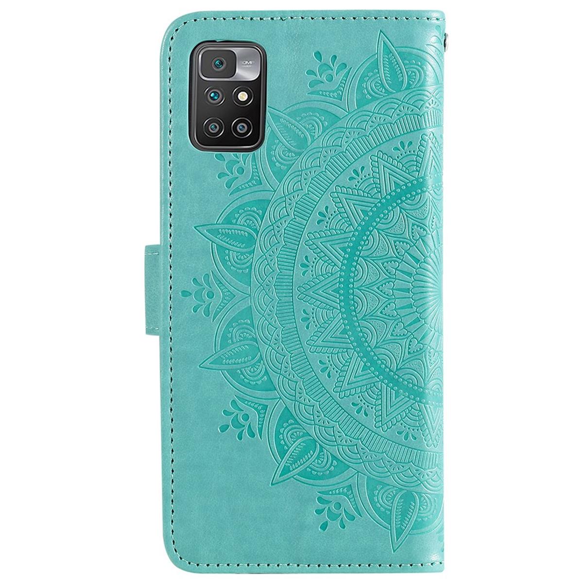 Hülle für Xiaomi Redmi 10/10 Prime Handy Tasche Flip Case Cover Mandala Grün
