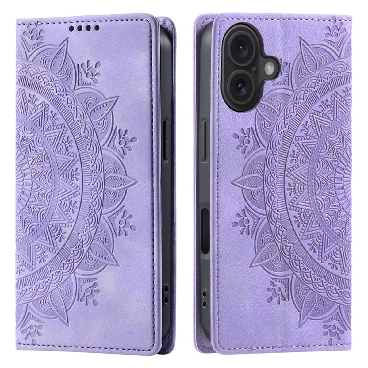 Hülle für Apple iPhone 16 Handyhülle Flip Case Cover Tasche Etui Mandala Lila
