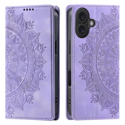 Hülle für Apple iPhone 16 Handyhülle Flip Case Cover Tasche Etui Mandala Lila