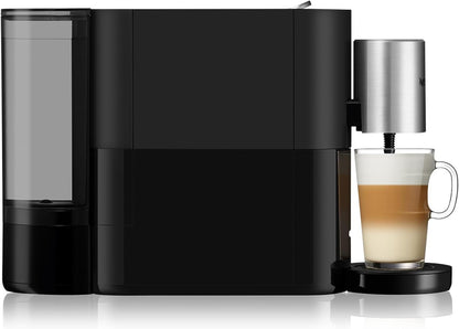 Nespresso Krups Atelier XN8908 Kaffeemaschine mit Milchaufschäumer, 1 L Wassertank, inkl. Glastasse+Kapseln, 19bar Druck, schwarz/silber