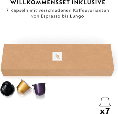 Nespresso Krups Atelier XN8908 Kaffeemaschine mit Milchaufschäumer, 1 L Wassertank, inkl. Glastasse+Kapseln, 19bar Druck, schwarz/silber
