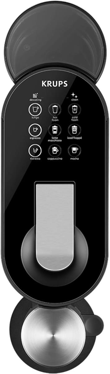 Nespresso Krups Atelier XN8908 Kaffeemaschine mit Milchaufschäumer, 1 L Wassertank, inkl. Glastasse+Kapseln, 19bar Druck, schwarz/silber