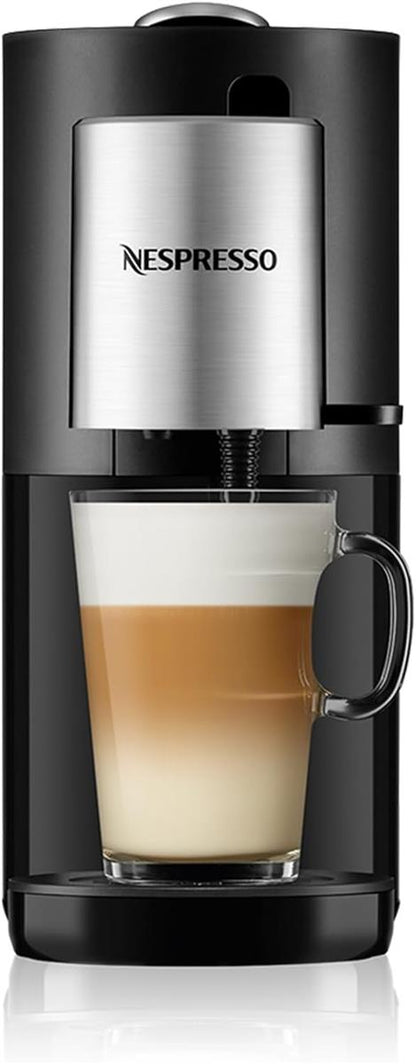 Nespresso Krups Atelier XN8908 Kaffeemaschine mit Milchaufschäumer, 1 L Wassertank, inkl. Glastasse+Kapseln, 19bar Druck, schwarz/silber