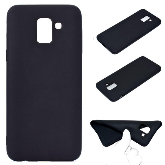 Hülle für Samsung Galaxy J6 2018 Silikon Case Handy Cover Bumper Matt Schwarz