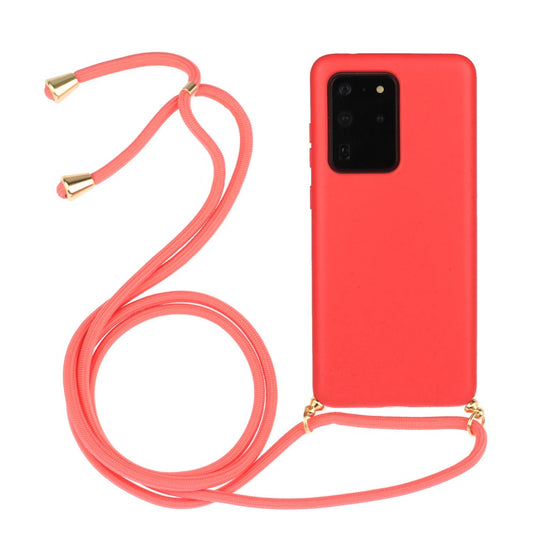 Hülle für Samsung Galaxy S20 Ultra Handyhülle Band Handykette Kordel Schnur Case Rot