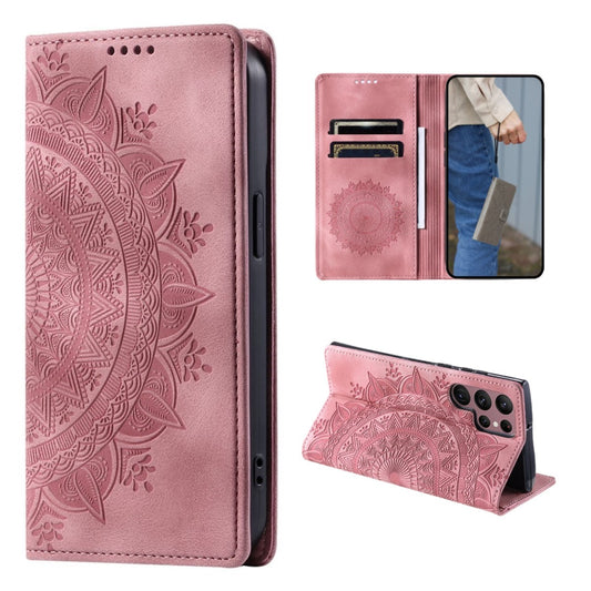 Hülle für Samsung Galaxy S24 Ultra Handyhülle Flip Case Cover Mandala Rose