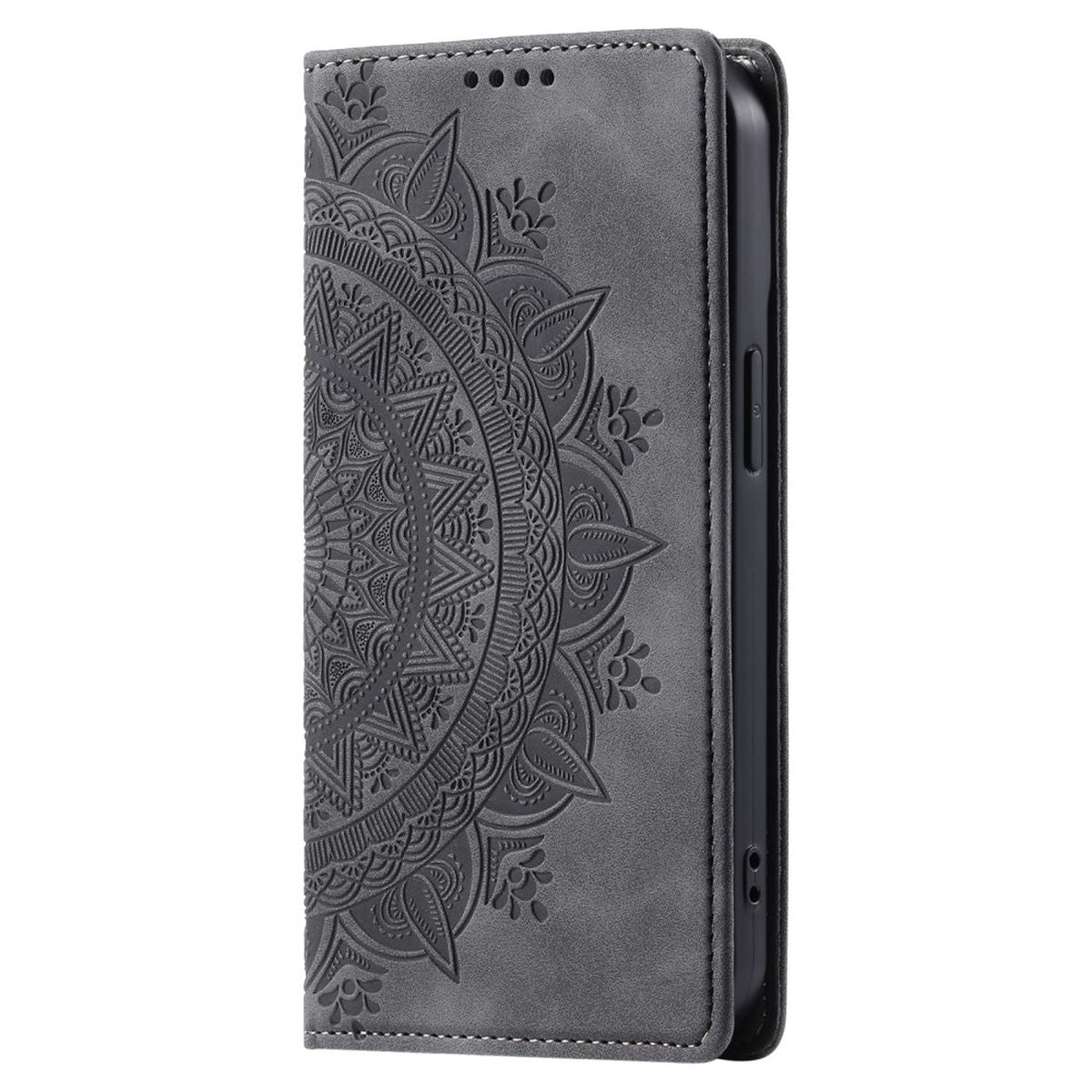 Hülle für Samsung Galaxy S24 Handyhülle Flip Case Cover Tasche Etui Mandala Grau