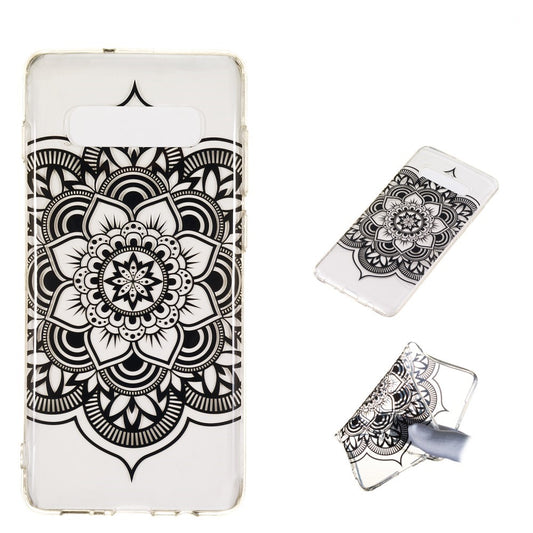 Hülle für Samsung Galaxy S10+ (Plus) Handy Silikon Case Cover Mandala schwarz